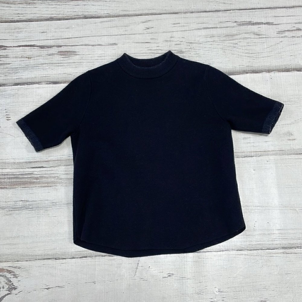 Zara Knit Short Sleeve Sweater Crew Neck Short Black Size Small S - Picture 11 of 16